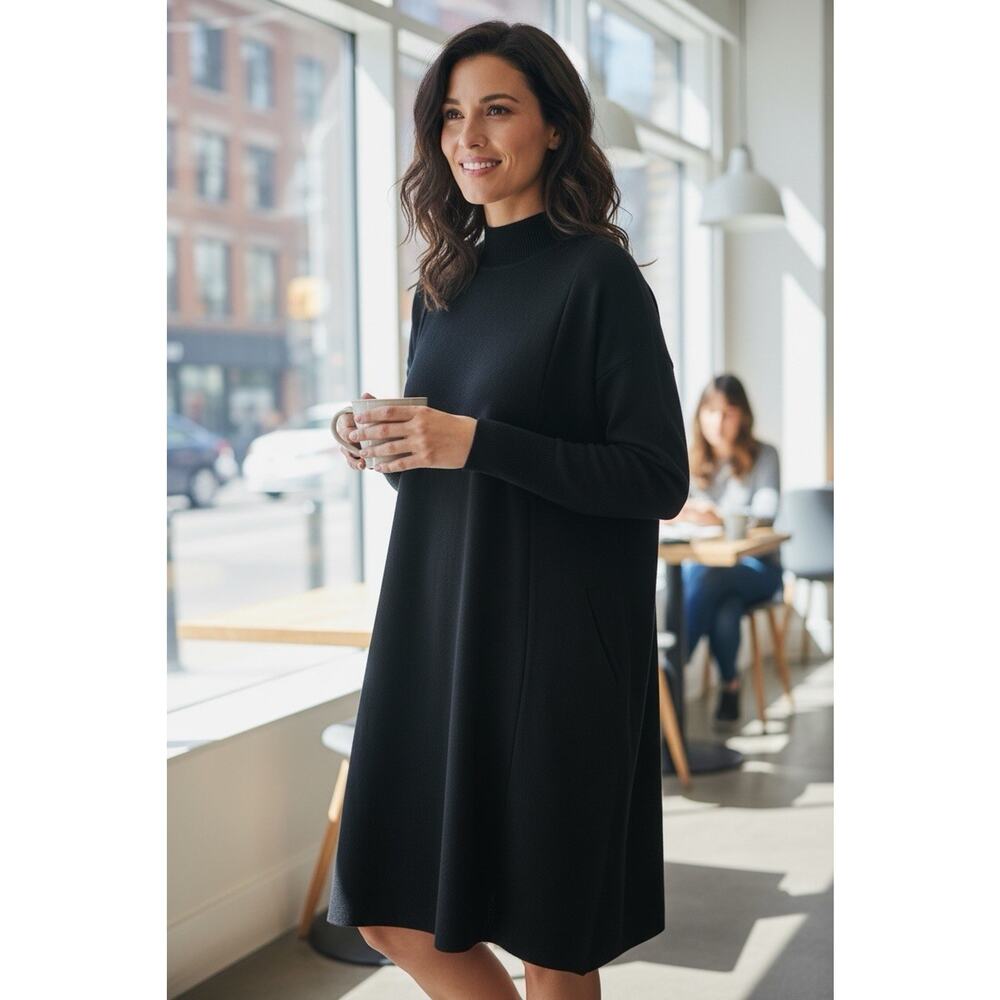 Another Important Culture Size M Black Mock Neck Knit Sweater Dress